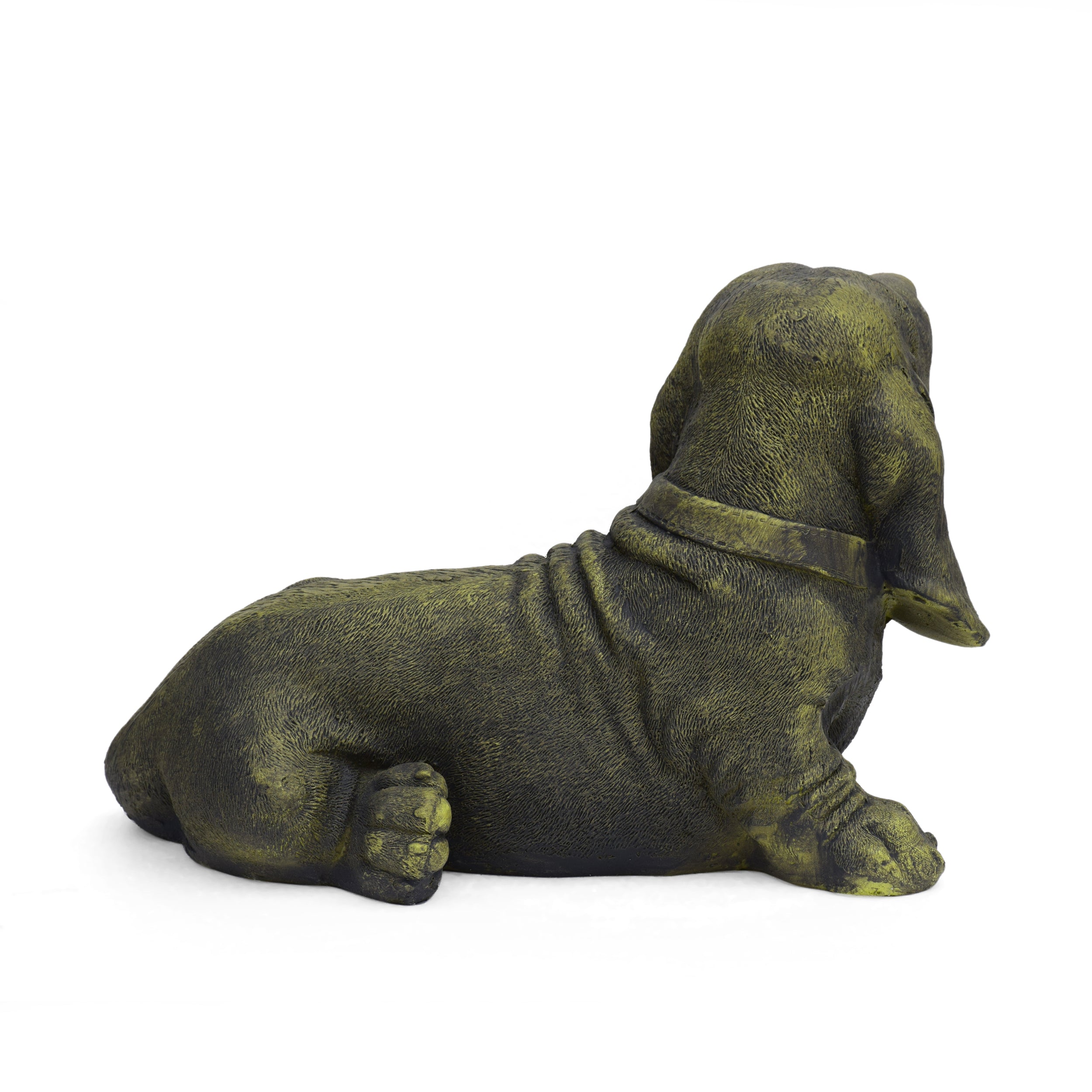 Dayton Outdoor Basset Hound Dog Garden Ornament, Antique Green Finish