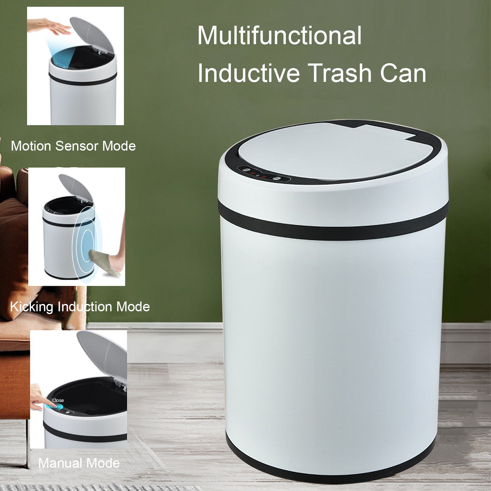 8L Automatic Inductive Trash Can USB Rechargeable Touchless Smart Sensor Waste Basket Dustbin for Home Kitchen Office Bedroom Living Room