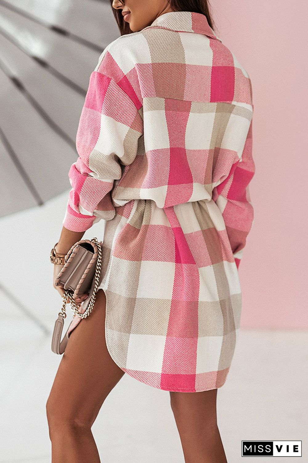 Long Length Open Button Plaid Jackets