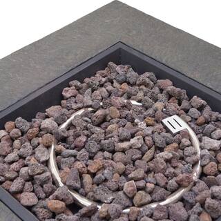 Noble House Dakota 32 in. x 24 in. Square MGO Propane Fire Pit in Natural Stone 39353