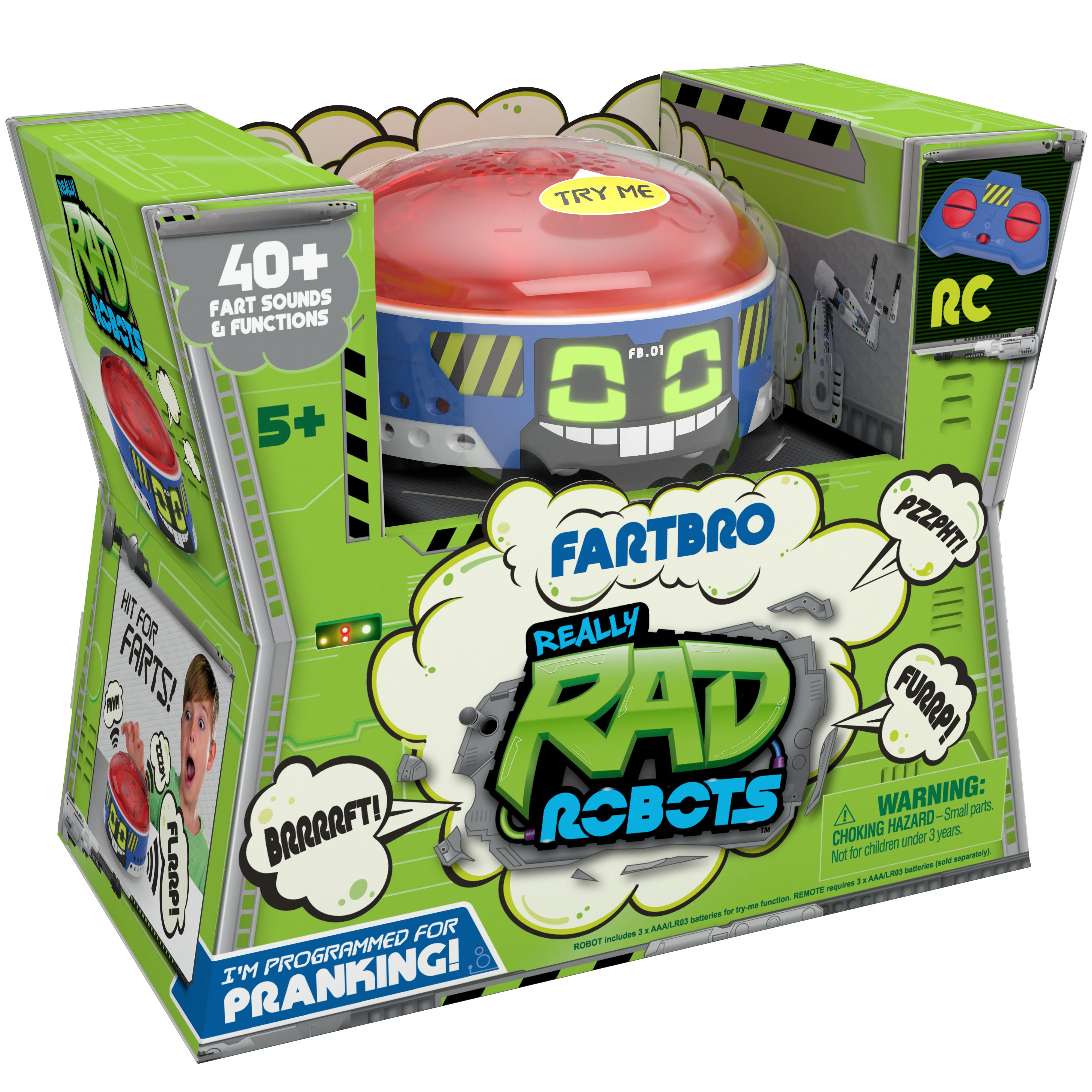 Really RAD Robots - Fartbro - Electronic Remote Control Farting Robot， Toys for Kids， Boys， Ages 5+