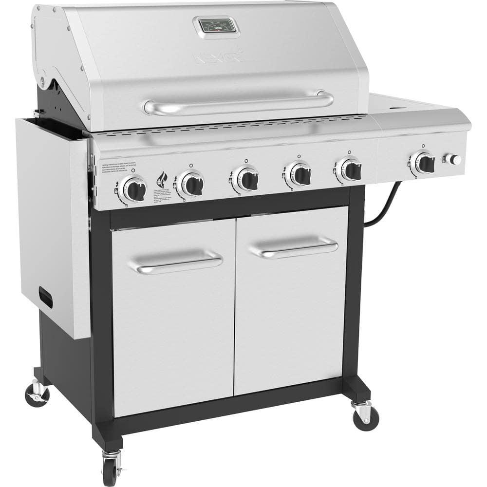 Nexgrill 5Burner Propane Gas Grill in Stainless Steel with Side Burner and Foldable Side Shelf