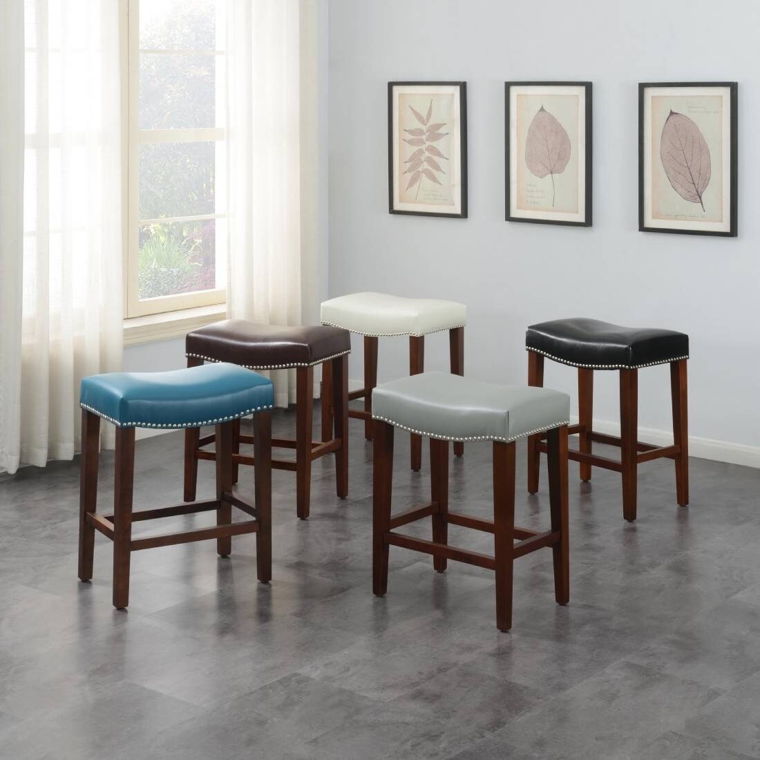 Stonger and Durable Leather Bar stool 2 pcs Set