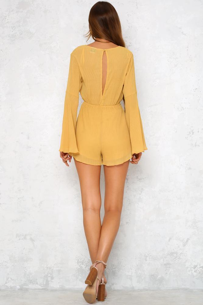 Knot Me Romper Mustard