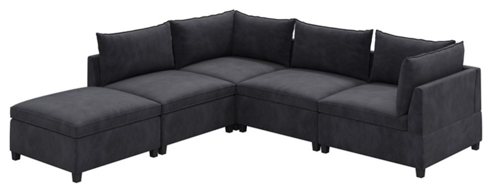 Devion Furniture Modern Fabric Sectional Sofa in Dark Gray   Sectional Sofas   by Homesquare  Houzz