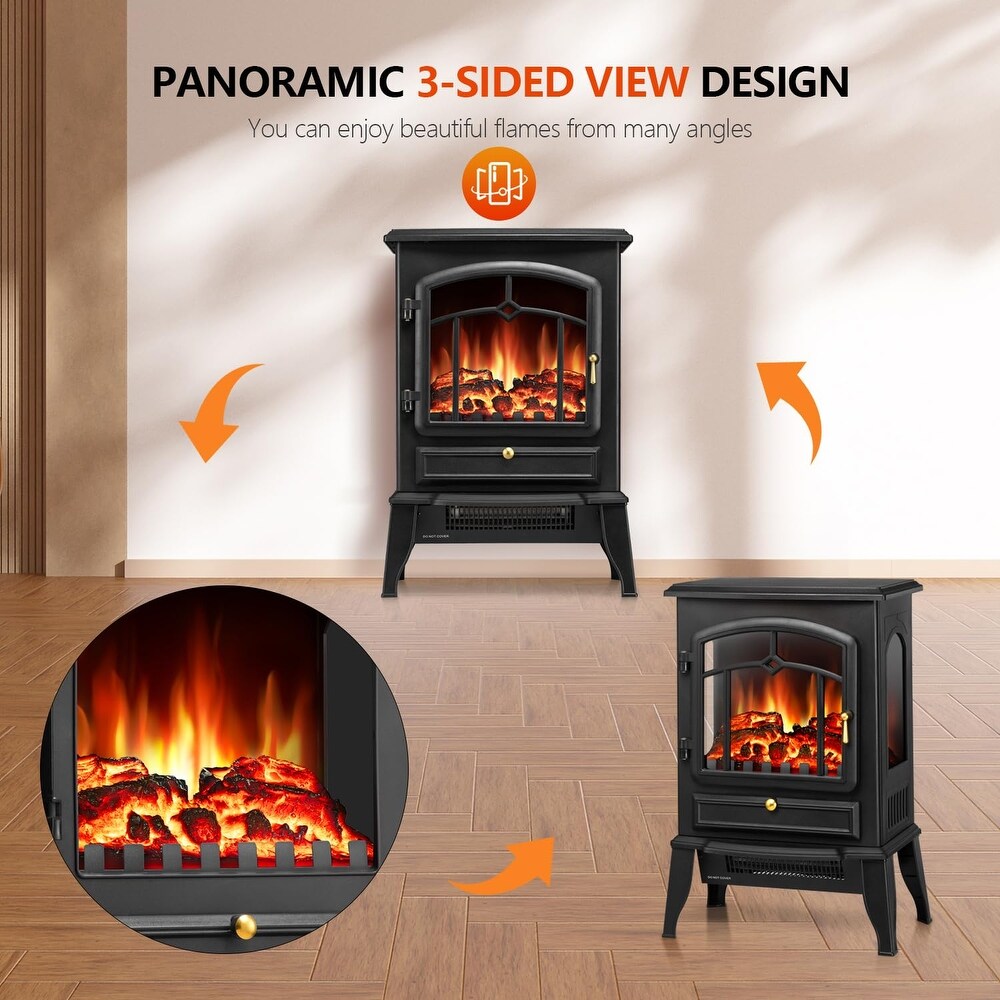 Electric Fireplace Stove Heater with Thermostat Control  15\