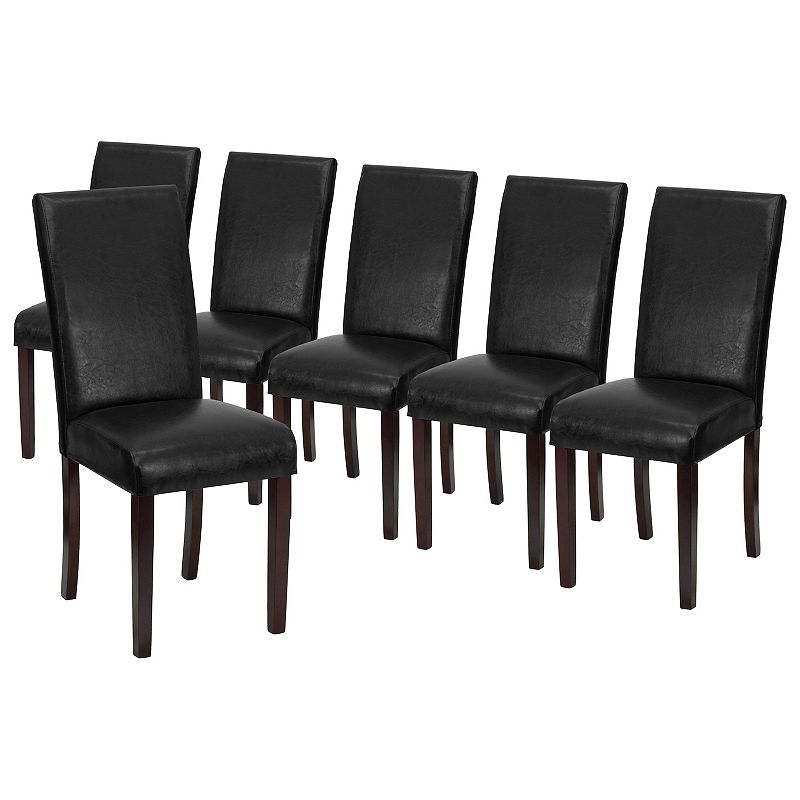 Merrick Lane Vallia Series Set of 6 Panel Back Parson's Chairs for Kitchen， Dining Room and More