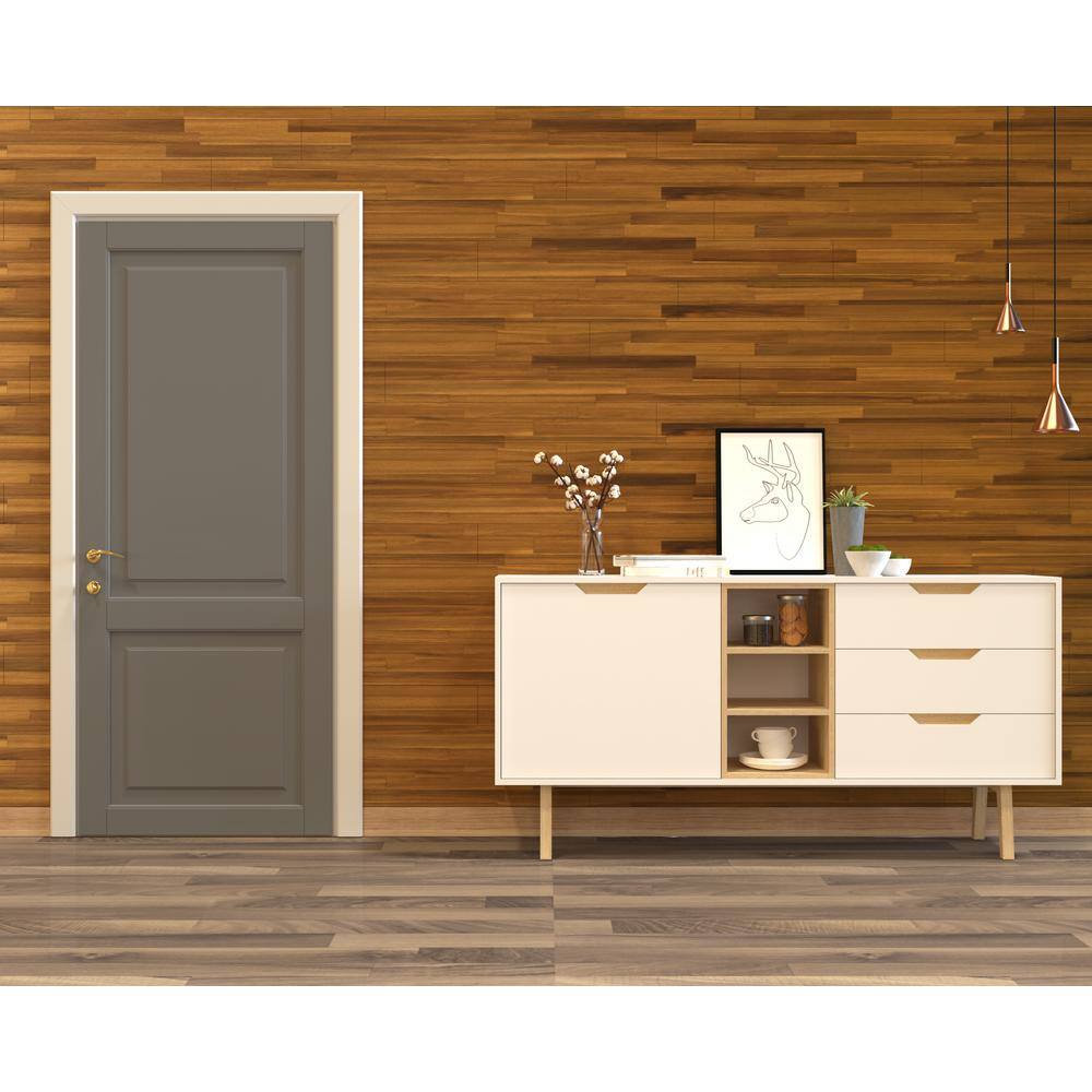 Interbuild 48 in. L x 6 in. W x 0.4 in. T Solid Acacia Shiplap Wall Boards Golden Teak (5 per Package - 8.75 sq. ft. Coverage) 673107