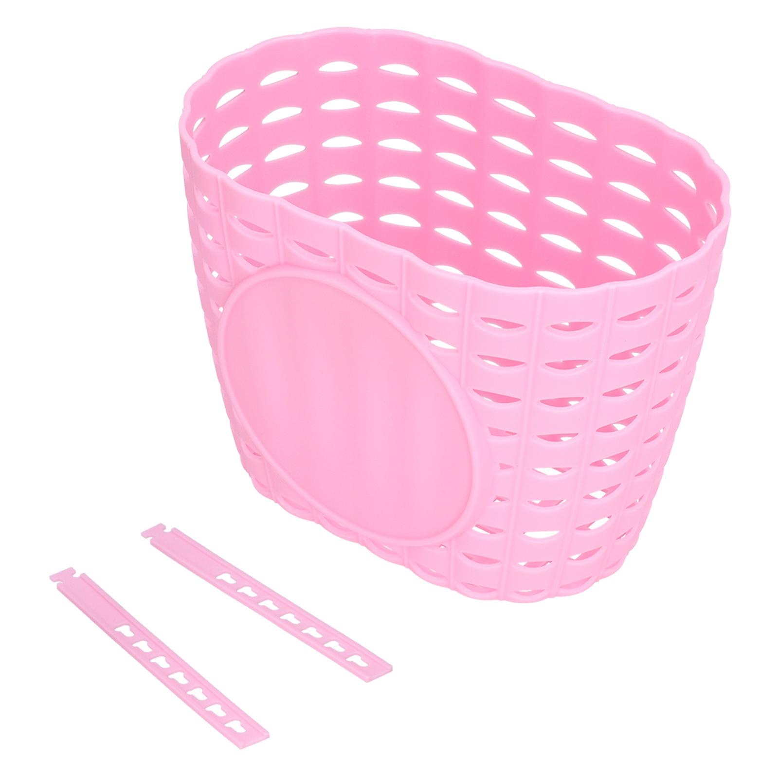 Front Basket Thickened Plastic Wear-resistant And Durable Children's Bicycle Stroller Shopping Hanging Basket Pink