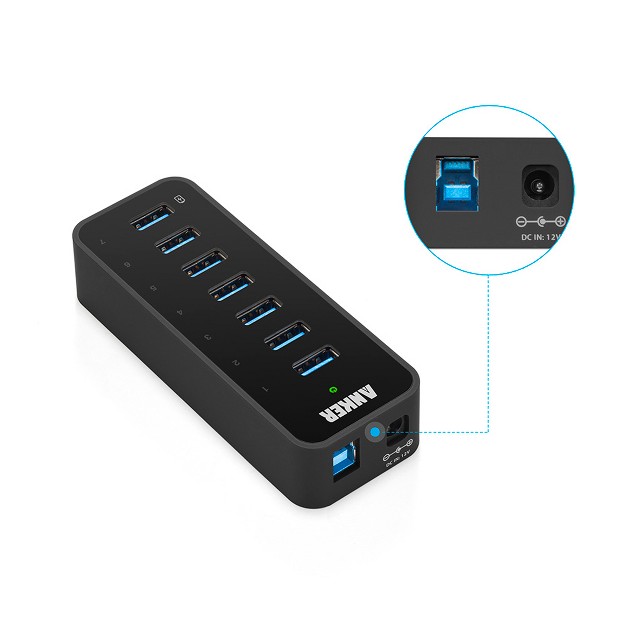 Anker Usb 3 0 Hub With 7x Usb 3 0 Ports Black