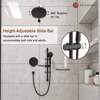 Mondawe Retro Series 3-Spray Patterns with 1.8 GPM 9 in. Rain Wall Mount Dual Shower Heads with Handheld in Oil-Rubbed Bronze MD-A3816-ORB