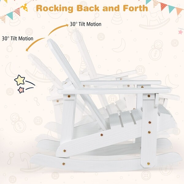 Gymax Kid Adirondack Rocking Chair Outdoor Solid Wood Slatted seat
