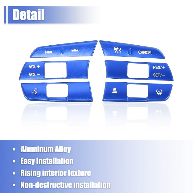 Unique Bargains Steering Wheel Button Stickers Cover Volume Cruise Button Trim For Honda Civic 11th Gen Blue 6pcs