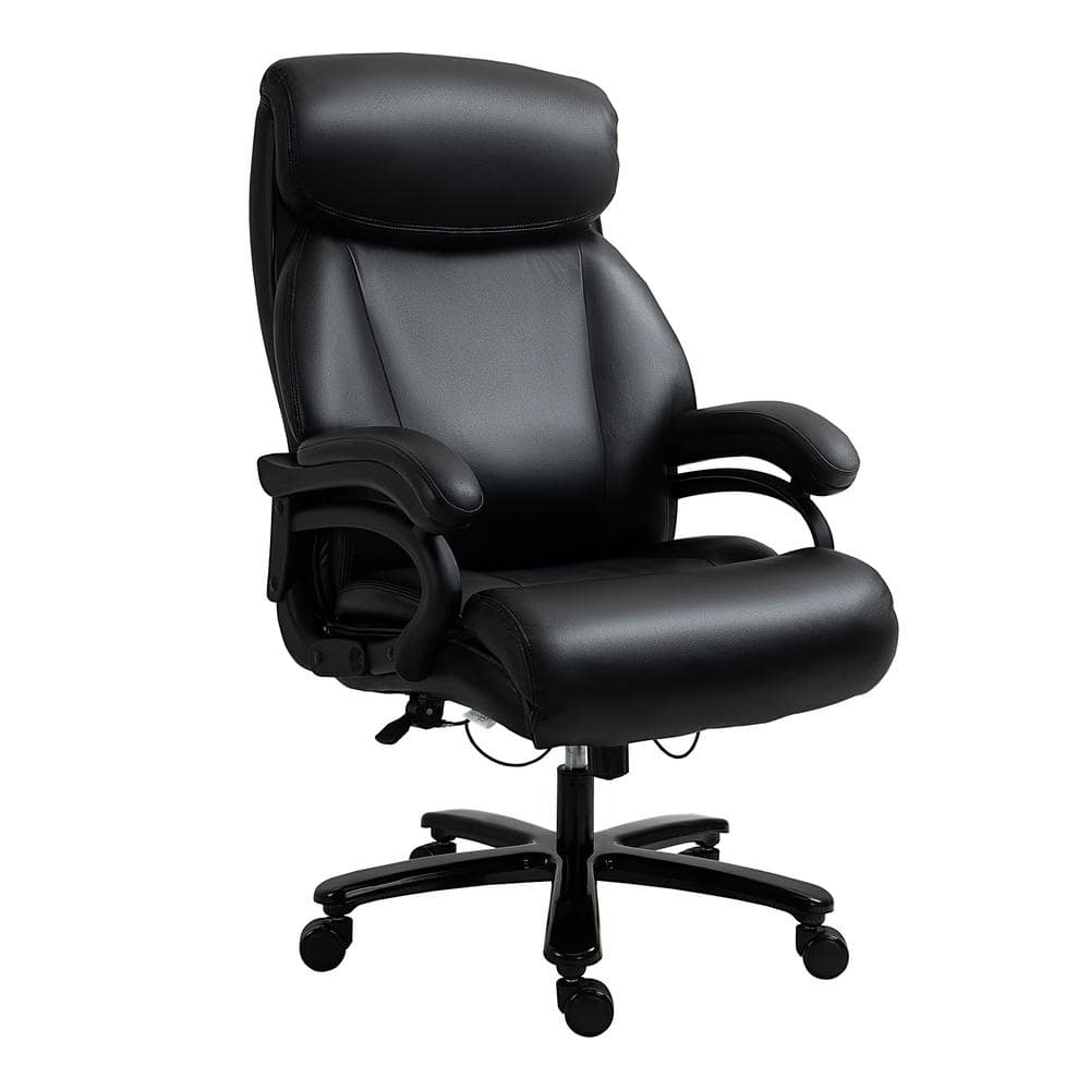 Vinsetto Black, High Back Home Office Chair Adjustable Swivel Executive Chair PU Leather Ergonomic Computer Task Seat 921-503BK