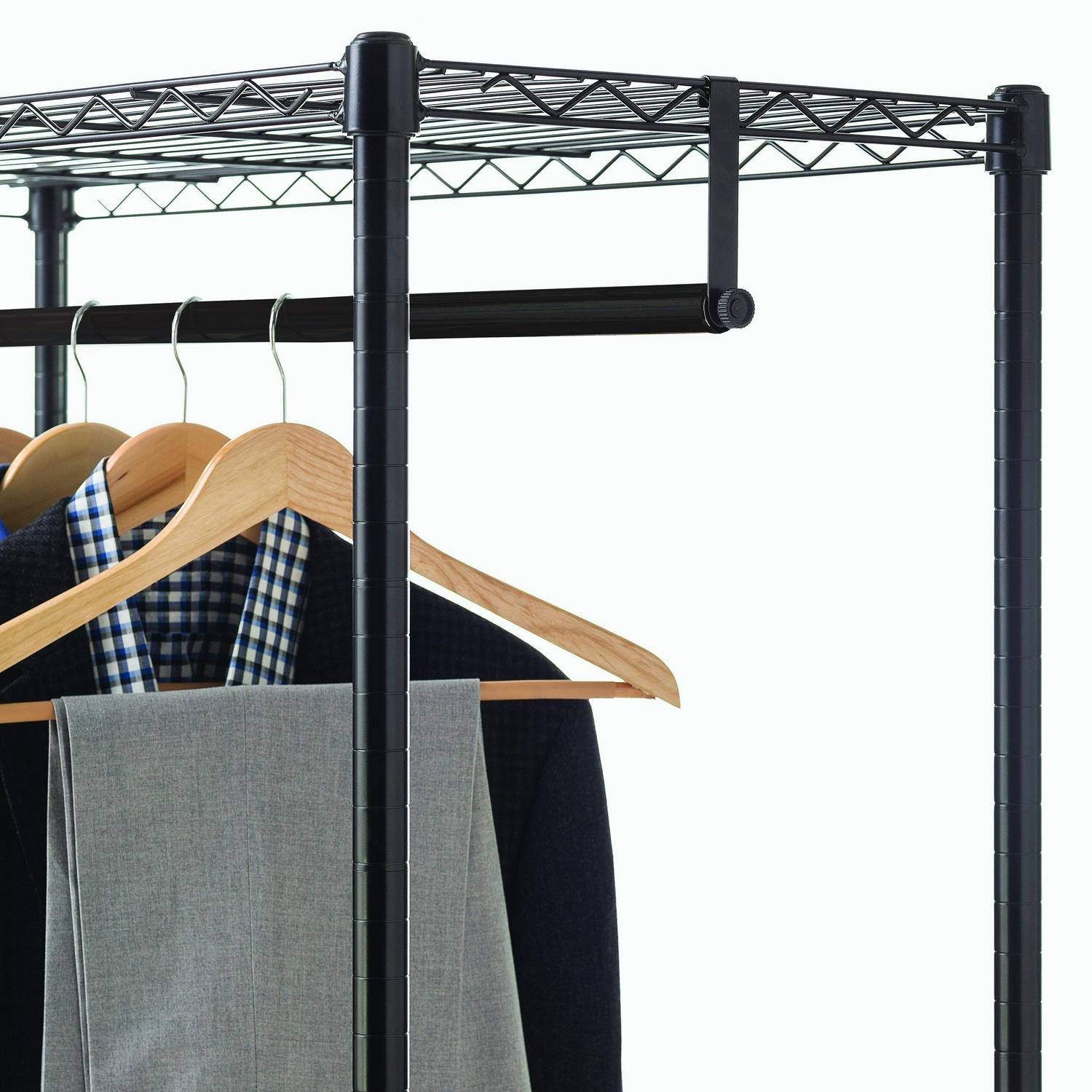 HSS 3-Tier Wire Shelf Garment Rack with Casters 18 x48 x73 Black， Capacity 500 lbs