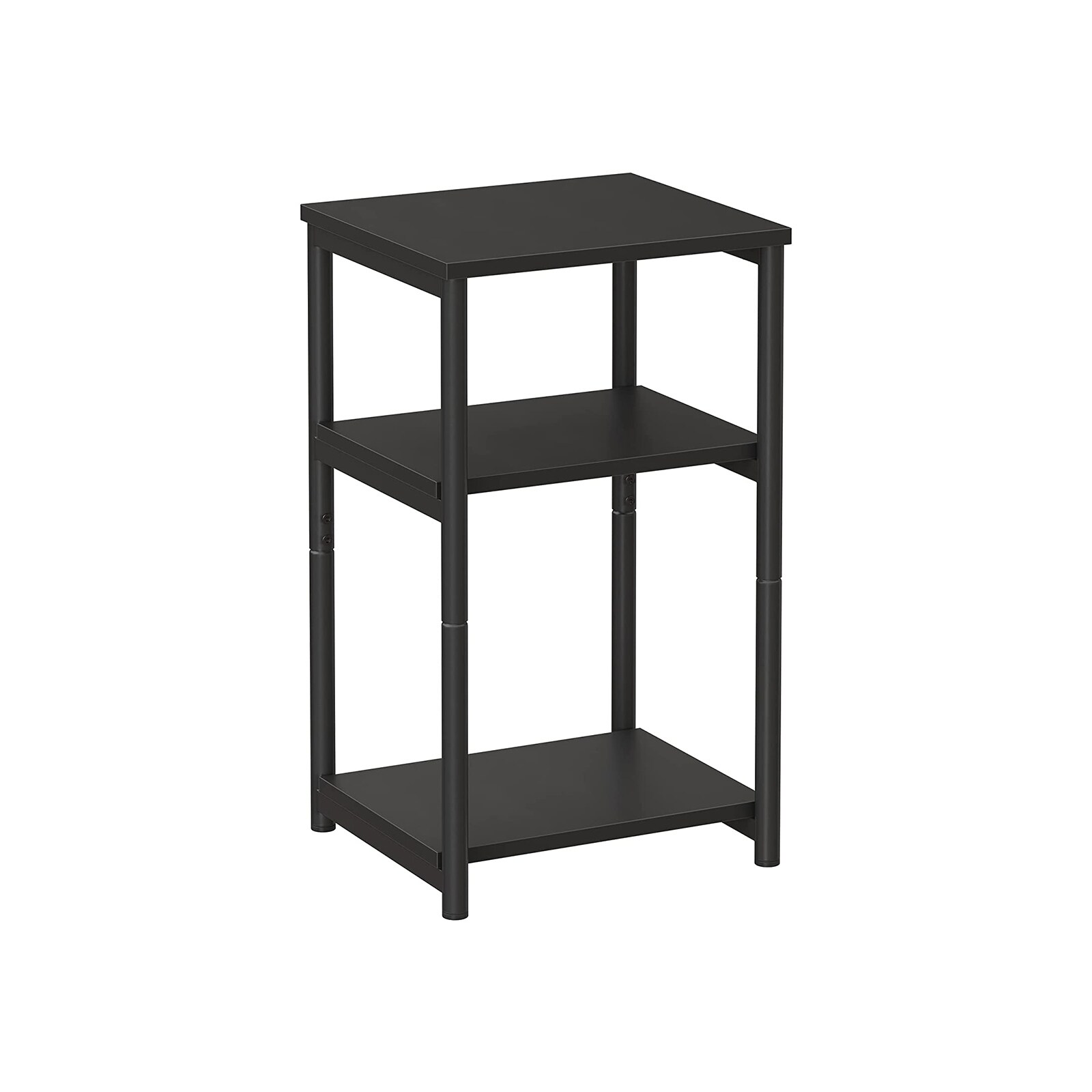 Side Table， End Table with Storage Shelves， 3-Tier Slim Tall Table， Steel Frame， for Living Room， Rustic Brown and Black