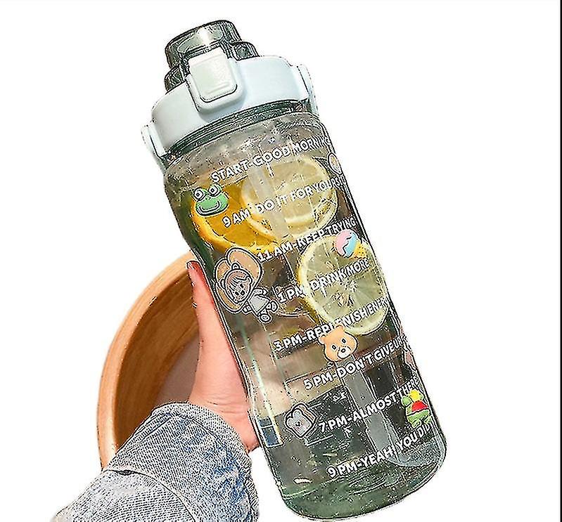 2l Sports Straw Water Bottle Stickers Portable Fitness Bike Cup Cold Water Jug