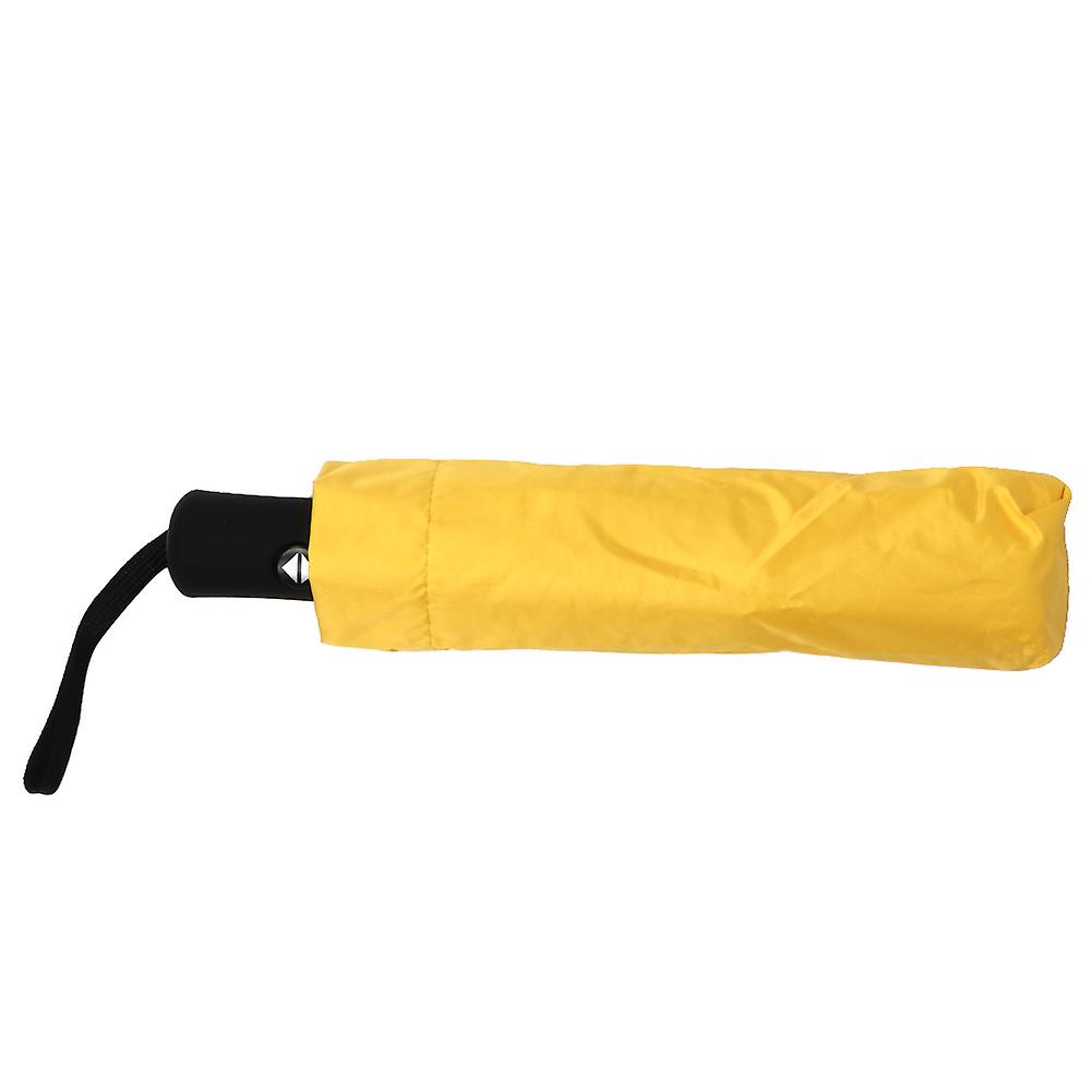 Portable 3 Folding Automatic Parasols Anti-uv Sun Rain Umbrella Yellow For Outdoor Travel