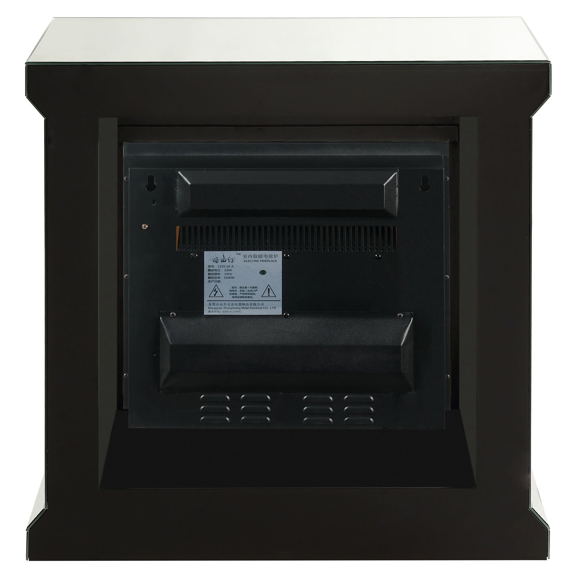 Acme Furniture Noralie Freestanding Electric Fireplace in Mirrored and Faux Diamonds