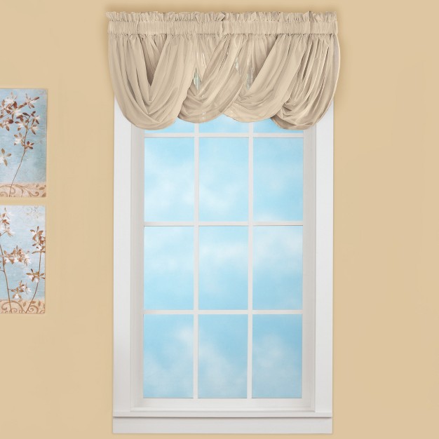 Collections Etc Scoop Two piece Rod Pocket Solid colored Sheer Valances For Windows Decorative Accent And Added Privacy For Any Room In