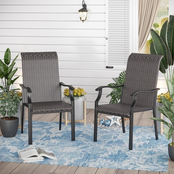 MAISON ARTS Outdoor 7piece Metal and Faux Rattan Dining Set