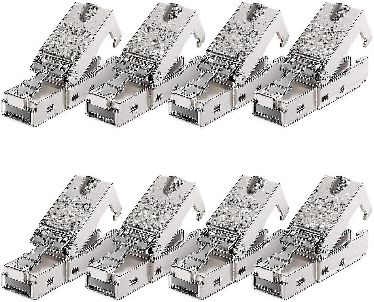 8x Cat 6a Rj45 Network Socket Tool-free With Lsa Connection For Rigid Installation Cable Shielded La