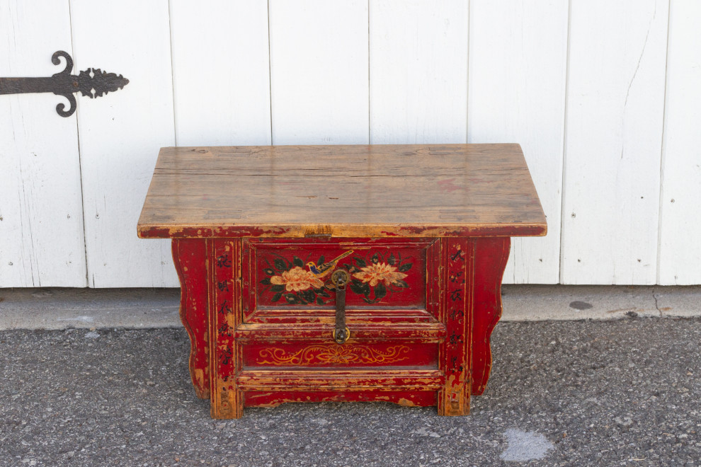 Antique Floral Kang Low Table   Asian   Side Tables And End Tables   by De cor  Houzz