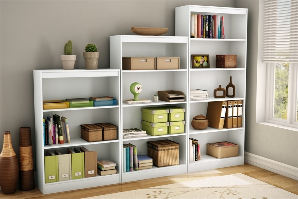 South Shore Axess 4 Shelf Bookcase  Pure White   Transitional   Bookcases   by Homesquare  Houzz