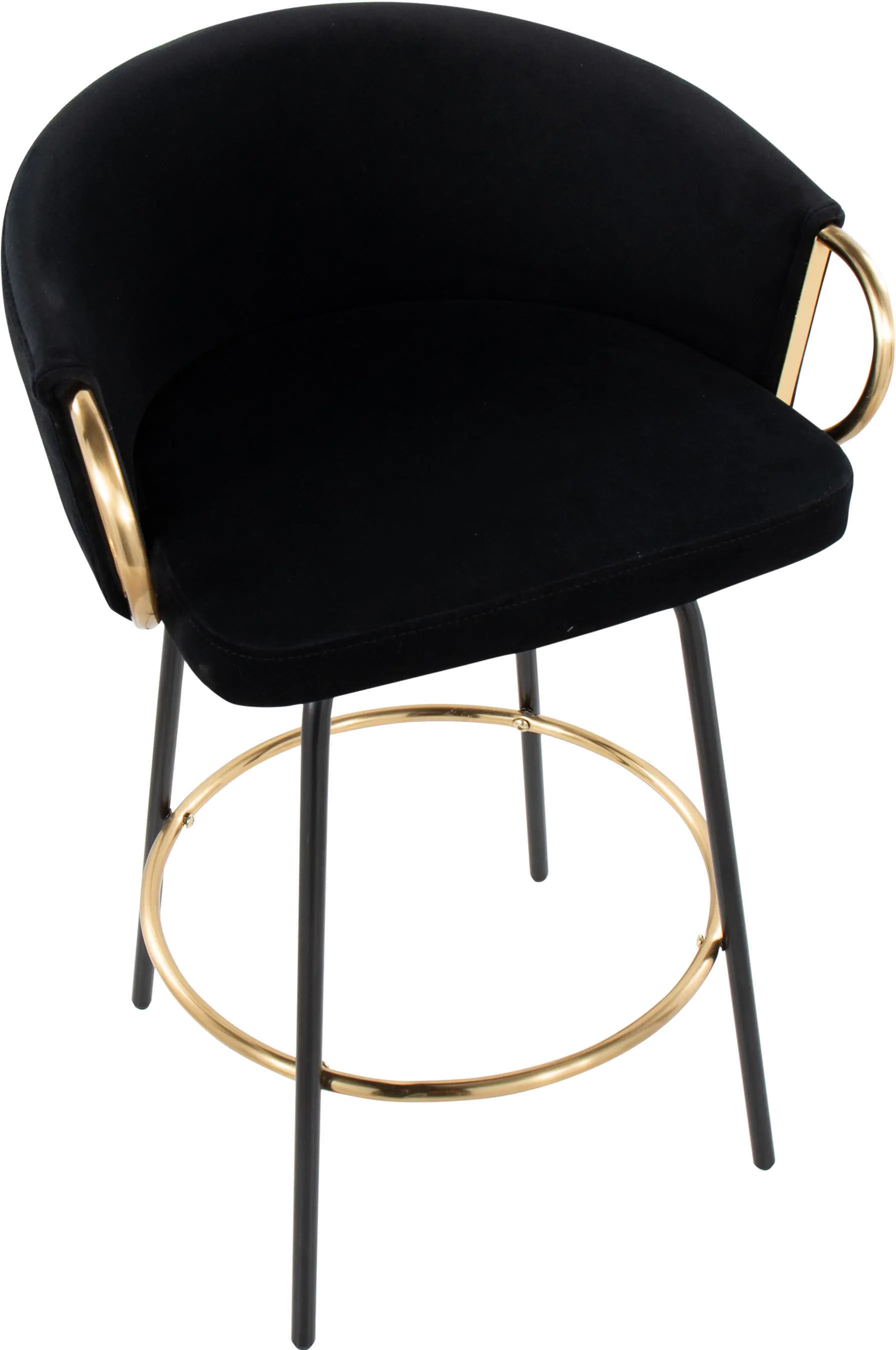 Claire Glam Gold and Black Velvet Barstool Stool， Set of 2