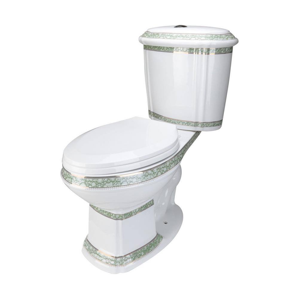 RENOVATORS SUPPLY MANUFACTURING India Reserve 2-Piece 0.8 GPF1.6 GPF WaterSense Dual Flush Elongated Toilet in White with Slow Close Toilet Seat 12816