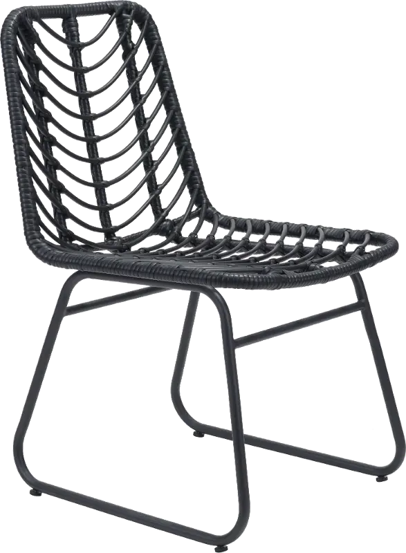 Pair of Modern Black Patio Dining Chairs - Laporte