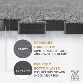 CAP Carpet Texture Top Gray 24 in. x 24 in. x 12 mm Interlocking Mats for Home Gym Kids Room  Living Room (72 sq. ft.) MTS3-1106C-4