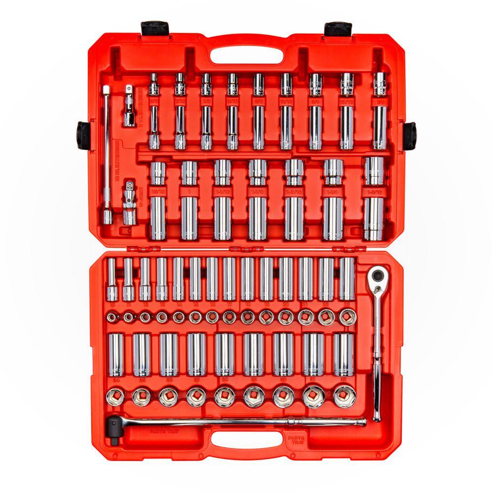 TEKTON 12 in. Drive 6-Point Socket and Ratchet Set (84-Piece 38 in. to 1-516 in. 10 mm to 32 mm) SKT25302