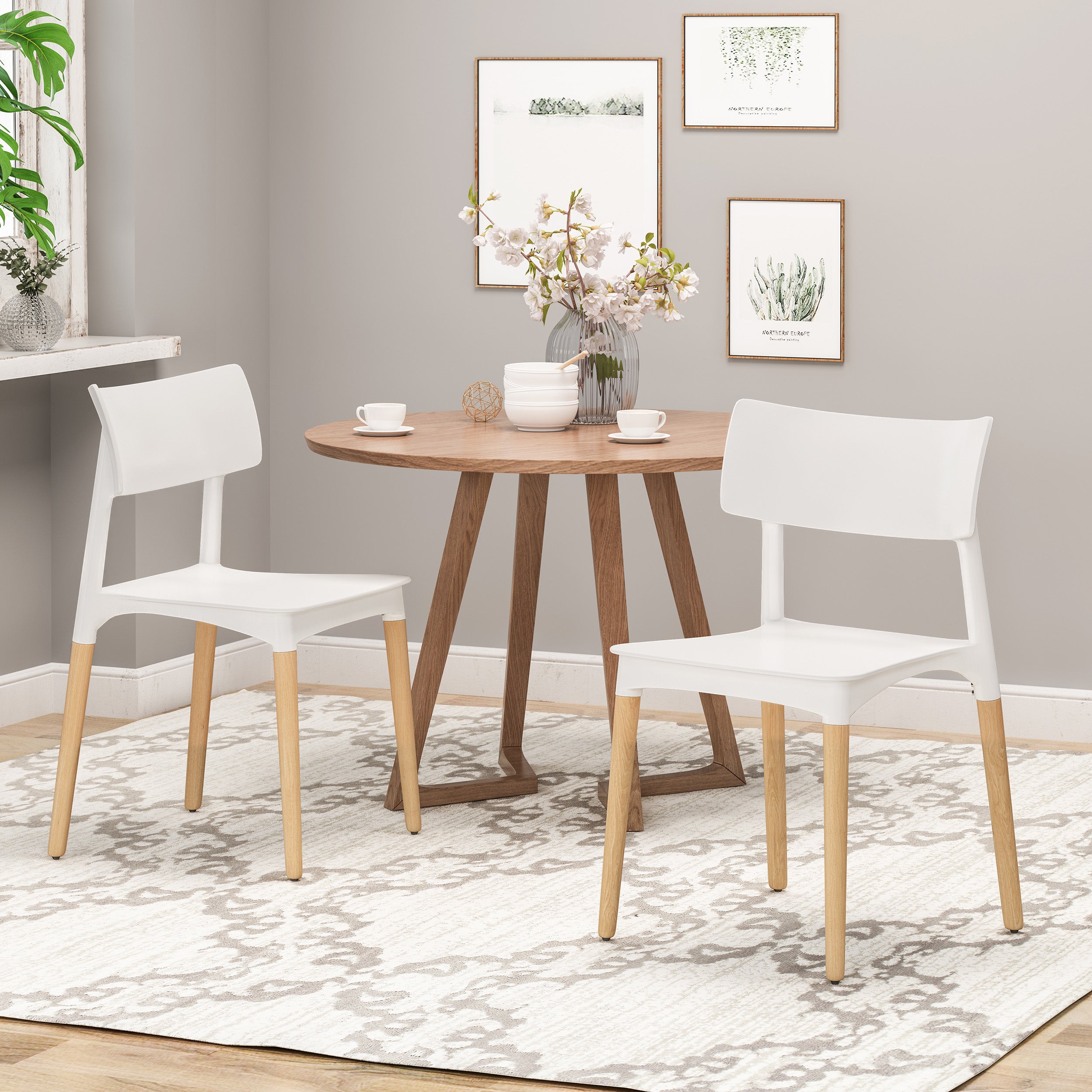 Isabel Modern Dining Chair with Beech Wood Legs (Set of 2)