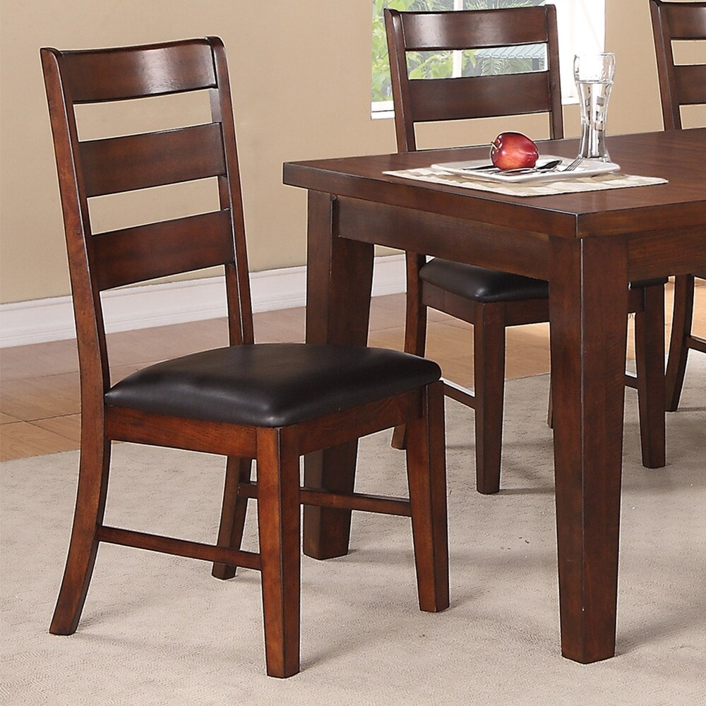 Sara Ladder Back Dining Side Chairs in Brown  Set of 2