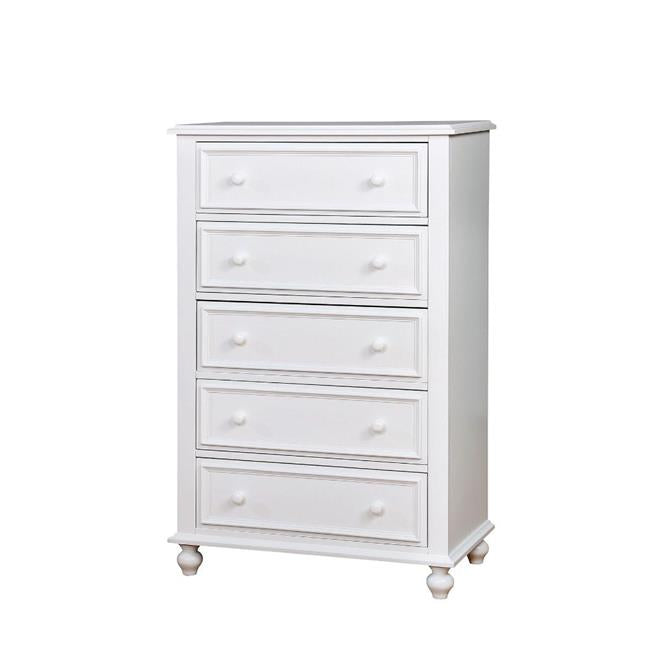 Benzara BM165991 Wooden 5 Drawers Chest& White - 50 x 32 x 17 in.