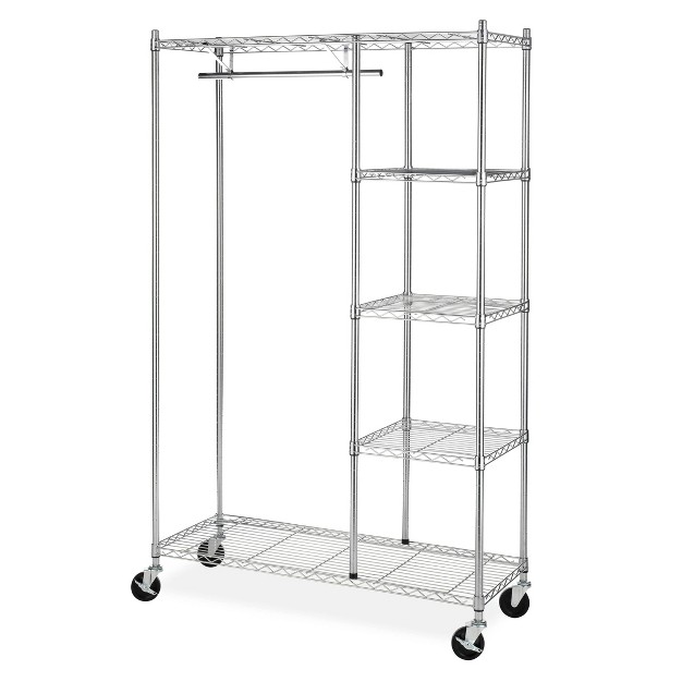 Whitmor Rolling Garment Rack With Shelves Chrome