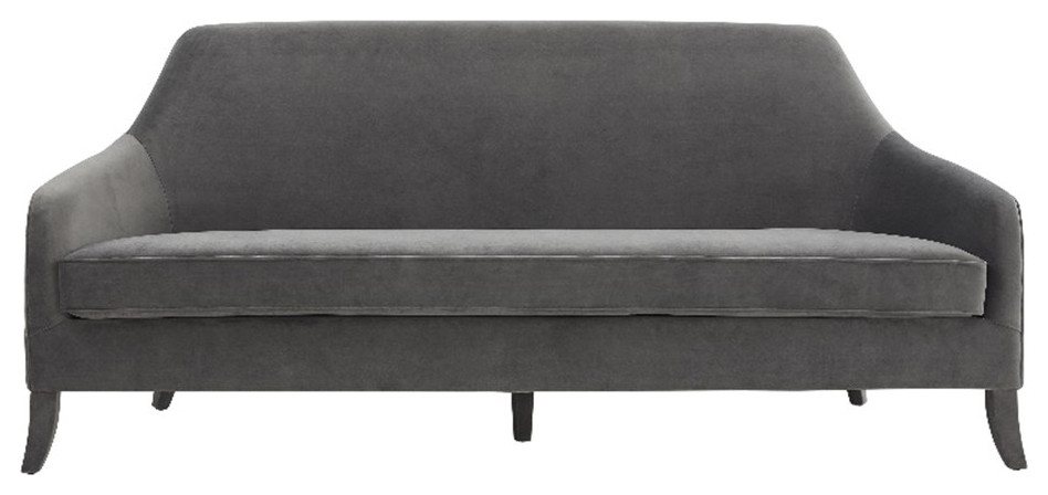 TOV Furniture Neveah Grey Velvet Upholstered Sofa   Transitional   Sofas   by TOV Furniture  Houzz