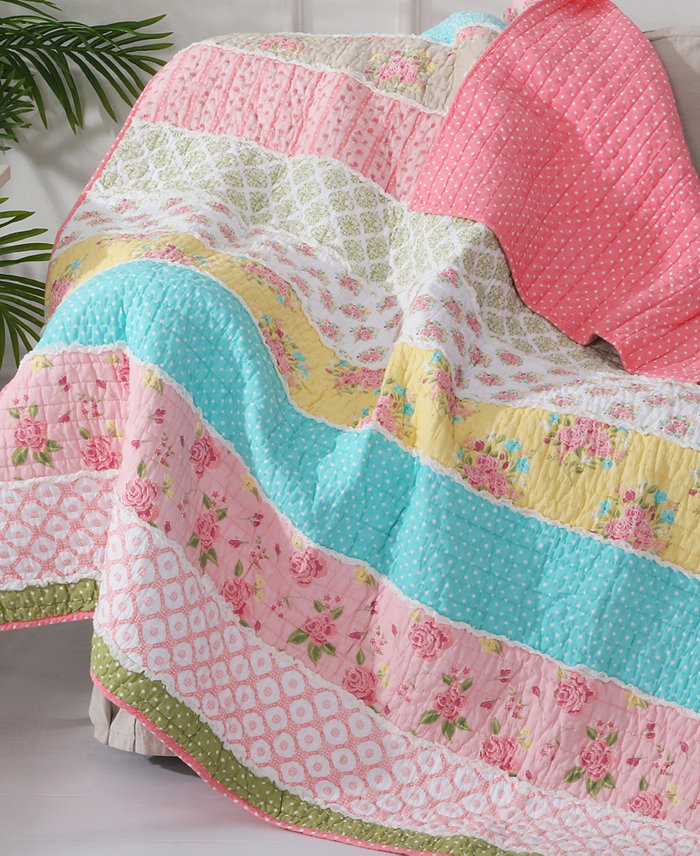 Levtex Vintage-Like Garden Reversible Quilted Throw， 50