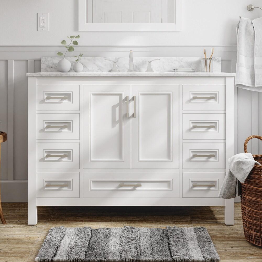 TimelessChic 48 in Undermount Single Sink Bathroom Vanity with Carrara Natural Marble Top