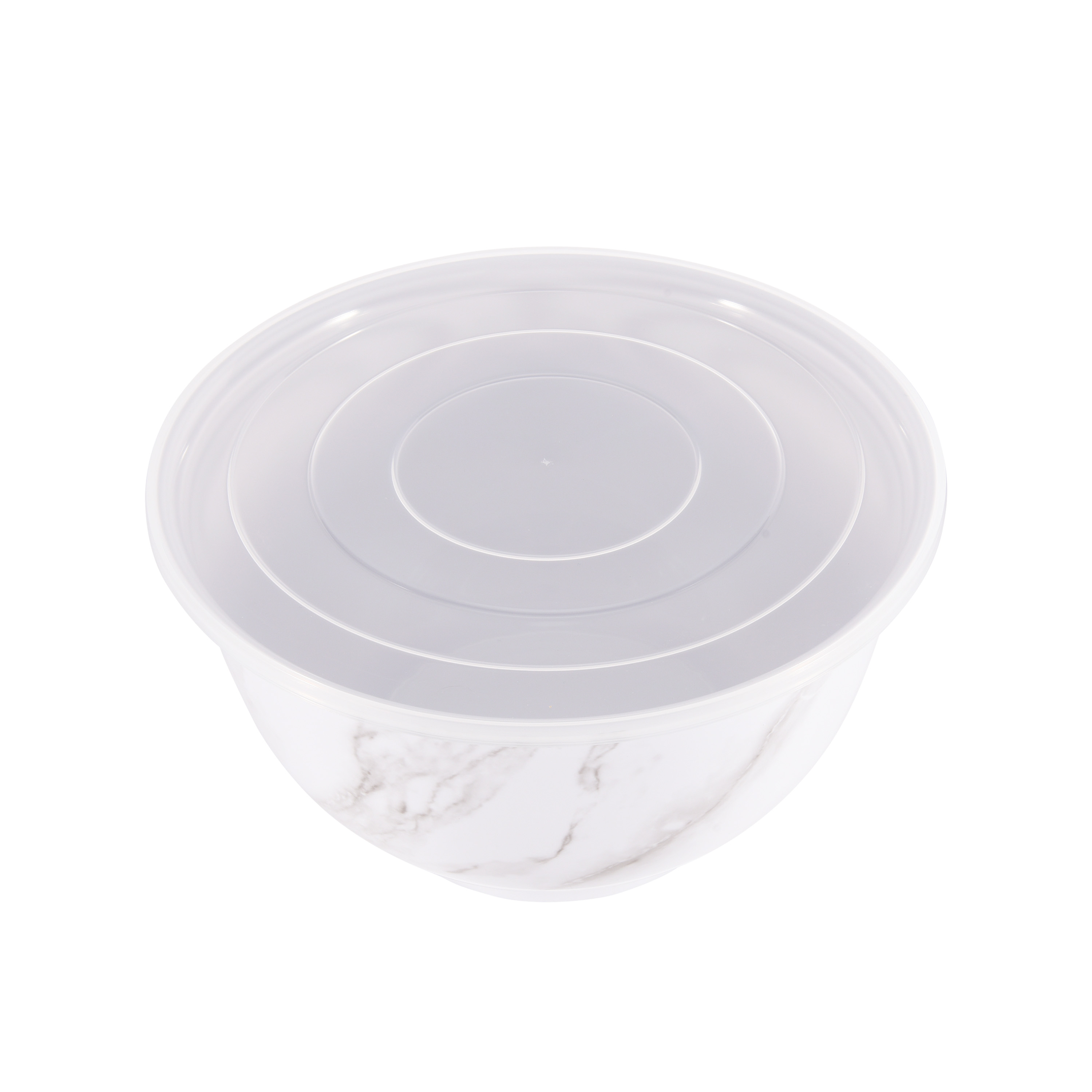 Better Homes and Gardens 6-Piece Melamine Serving Bowl Set with Lids， White Marble Print