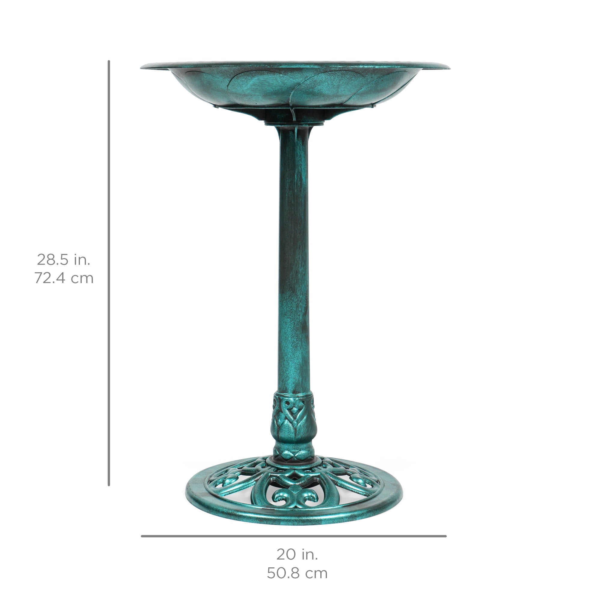 Best Choice Products Outdoor Rustic Pedestal Bird Bath Accent for Garden, Yard w/ Fleur-de-Lis Accents  Green