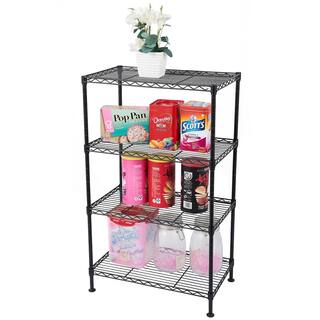 Karl home Black 4-Tier Heavy Duty Steel Freestanding Garage Storage Shelving Unit (11.81 in. W x 31.5 in. H x 19.69 in. D) 302992573402