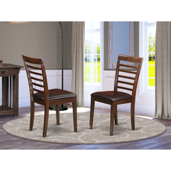 Milan Modern Mahogany Finish Kitchen Chairs with Ladder Back Style - Set of 2 (Seat's Type Options)