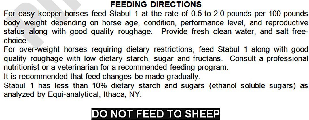 Stabul 1 Equine Diets Pina Colada Low Sugar， Low Starch Horse Feed， 40-lb bag