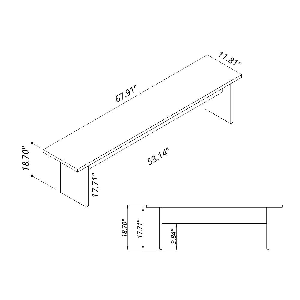 Manhattan Comfort Nomad 67.91 Modern Dining Bench