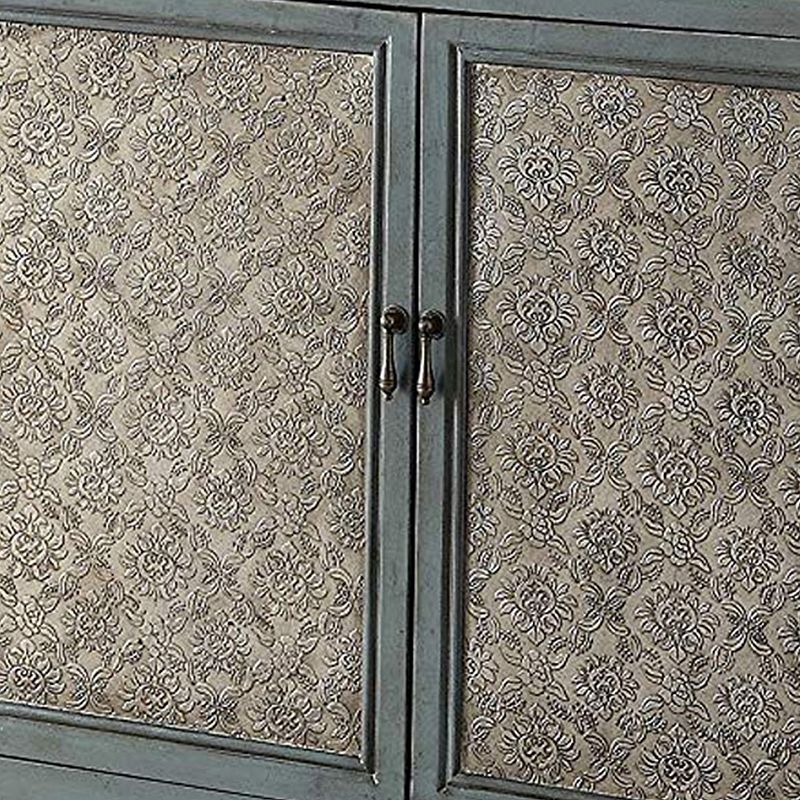 Storage Cabinet with 2 Doors and 2 Drawers， Antique Blue