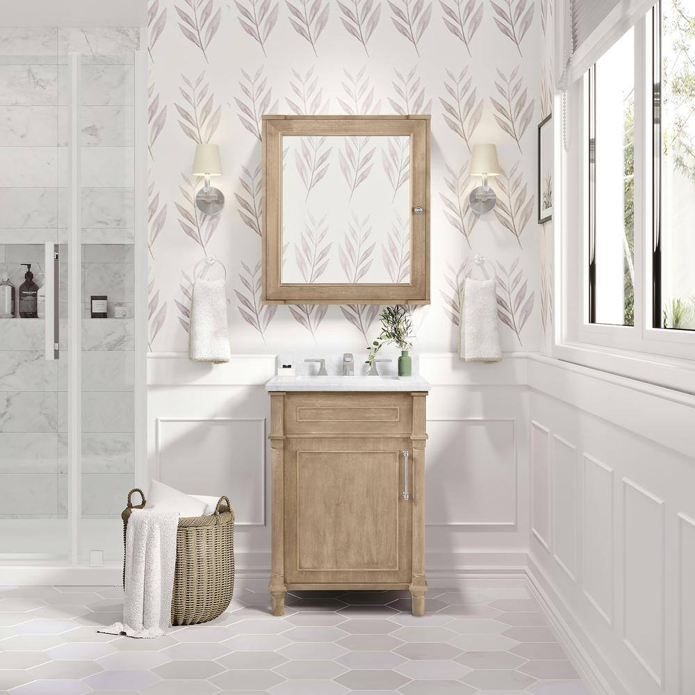 Home Decorators Collection Aberdeen 24 in. W x 20 in. D x 34.5 in. H Bath Vanity in Antique Oak with White Carrara Marble Vanity Top Aberdeen 24AO