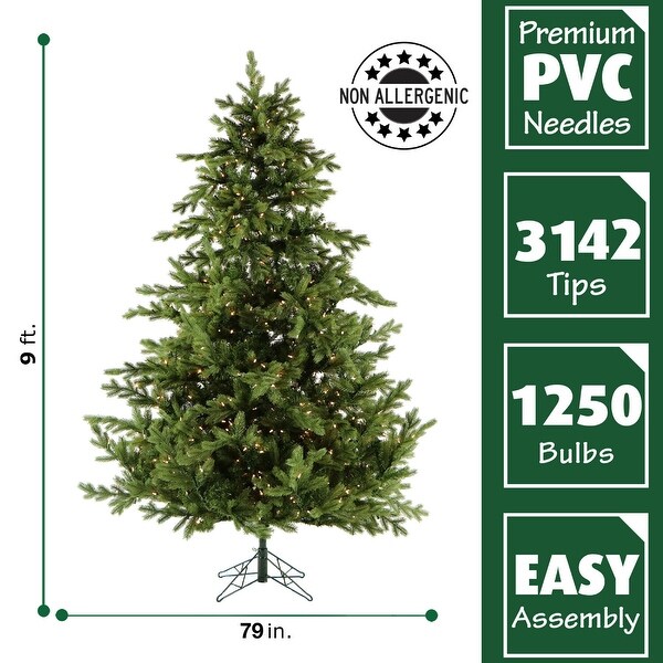 Fraser Hill Farm 9foot Pine Christmas Tree，Clear LED