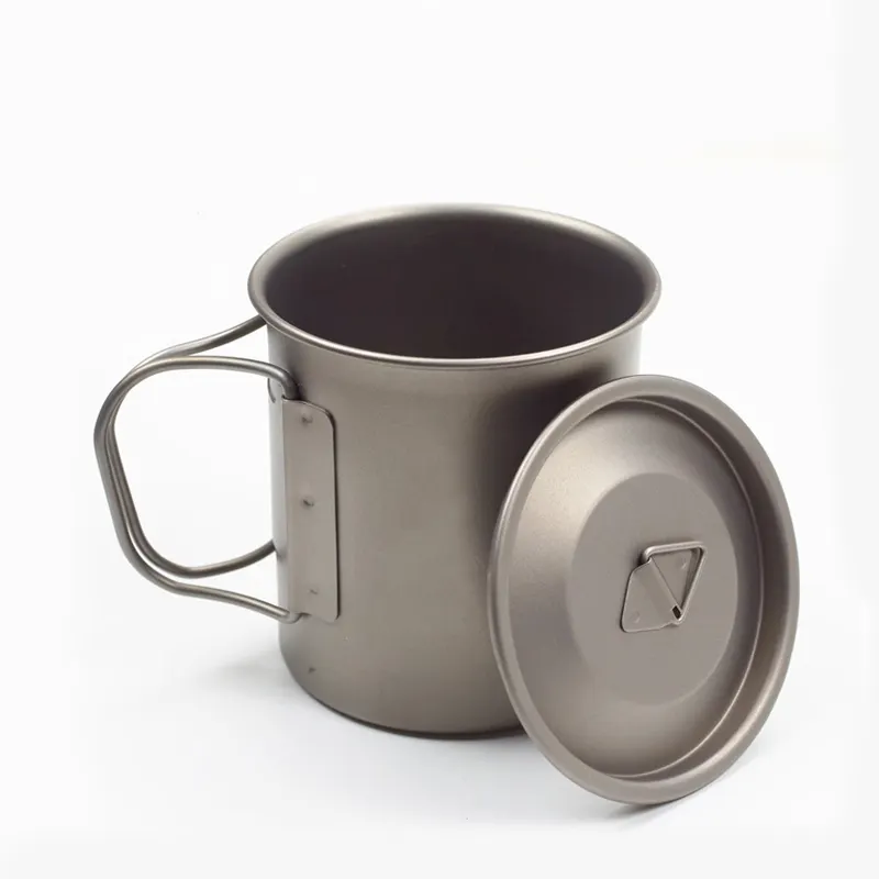 Pure Titanium Outdoor hiking cup ultralight  350ml 450ml  foldable Mug titanium cup camping